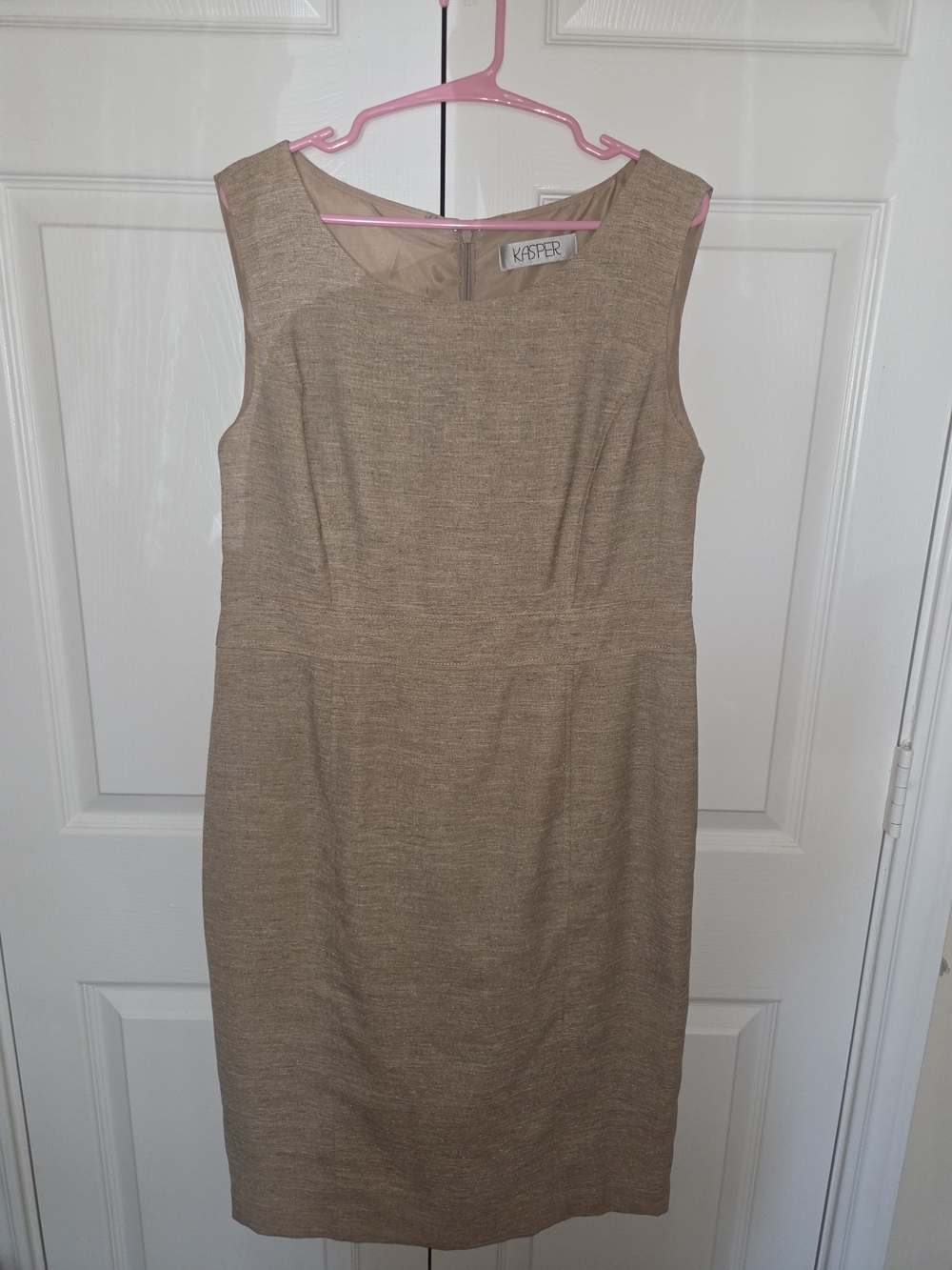 Kasper Neutral Taupe Sleeveless Sheath Dress